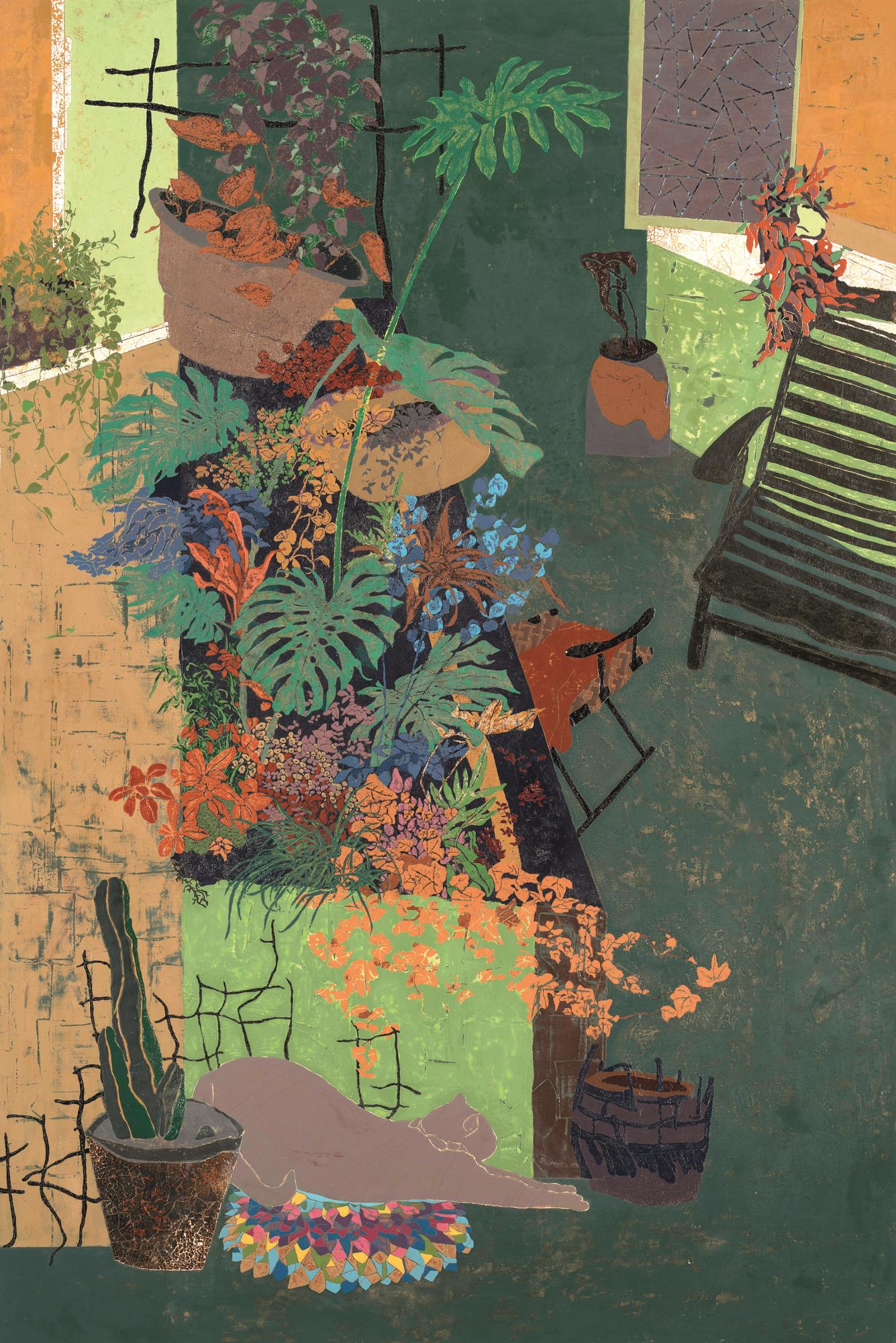 牛揚(yáng)藝 晴窗深巷靜如練 180cm×120cm 漆畫.jpg