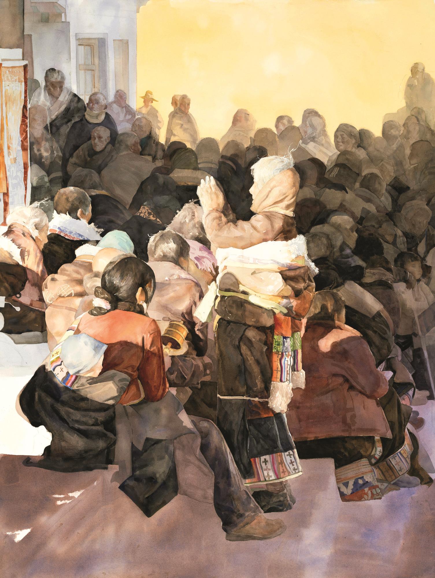 任重山 向陽(yáng) 110cm×145cm 水彩畫.jpg